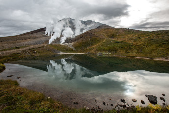 Im Zentrum von Hokkaido steht ein riesiger, teilweise noch aktiver Vulkan.