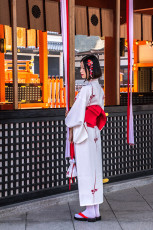 Japaner besuchen berühmte Orte gerne festlich gekleidet.