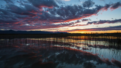 Farbenprächtiger Sonnenuntergang am Beaverdam Lake.